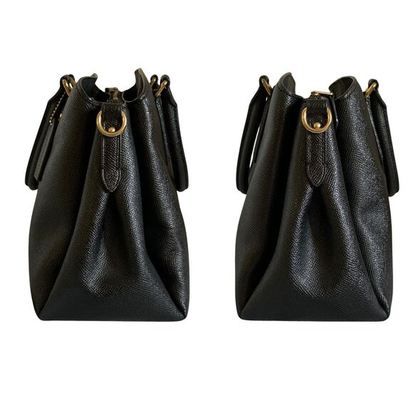 Coach Black Crossgrain Leather Satchel Handbag Gold Tone Hardware - Picture 5 of 14